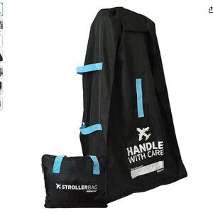 Bububee Elua XL Double Stroller Gate Check Travel Bag (Black & Aqua)